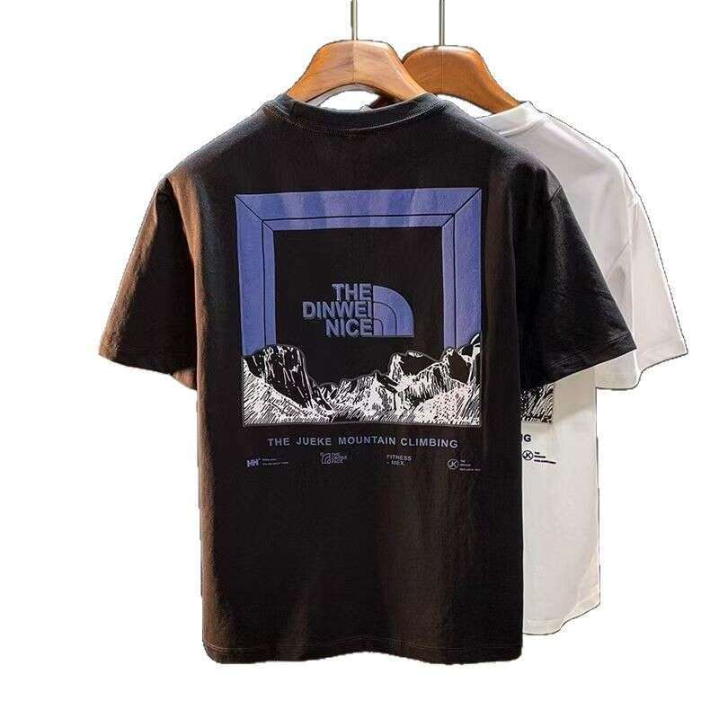 Exclusive foreign trade, new summer model pure cotton printed short-sleeve T-shirt for men, round neck, brand, fashionable, loose and trendy tee