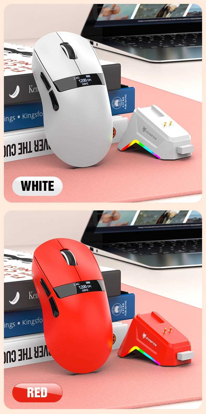 XunFox Wireless Gaming MouseLightweight Triple-Mode with RGB Charging BasePAW3311 Senser500mAh battery12000DPIMAX D260327