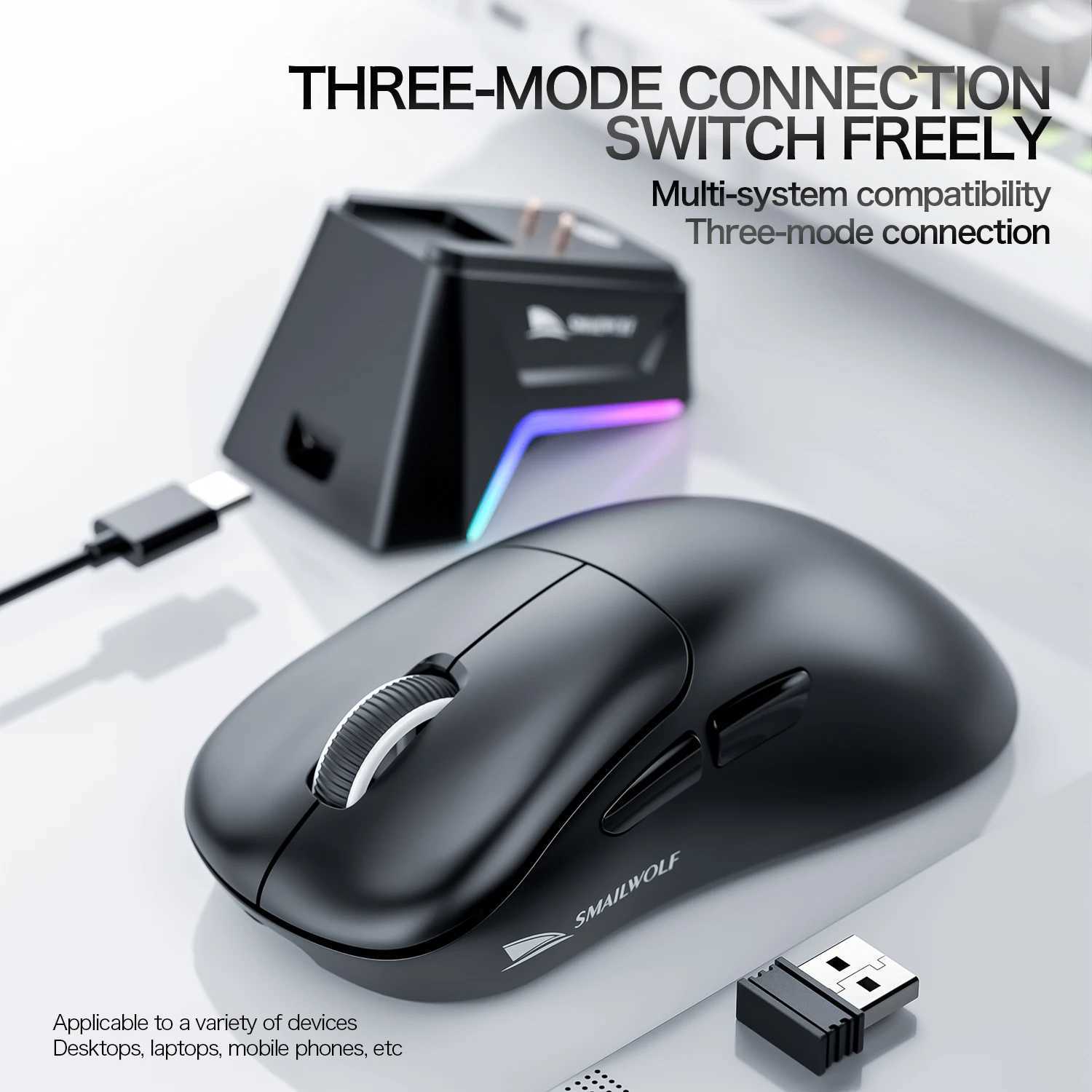 SMAILWOLF M5 Bluetooth Wireless Mouse Gaming Laptop Desktop E-Sports Lightweight PAW3311 Wired Magnetic Charging D260327