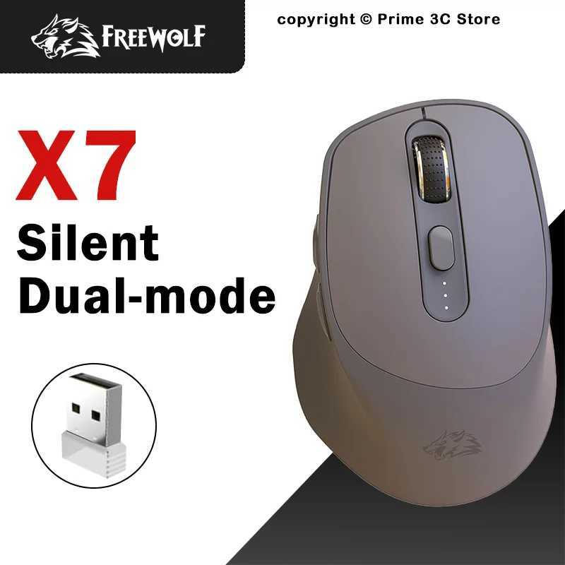FREEWOLF X7 Wireless Mouse Bluetooth 24G Dual Mode Silent Rechargeable 4000DPI Battery Indicator Ergonomic for PC Mac Laptop D260327