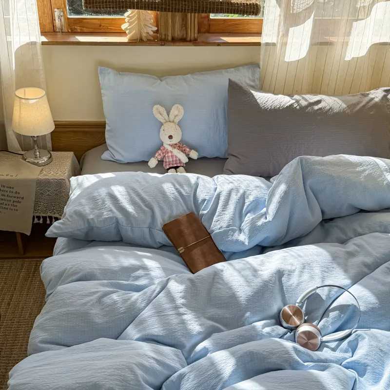 New mix and match solid color double-spell four-piece set washable quilt cover student dormitory three-piece set H260327