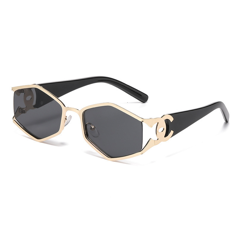 Luxury Brand Designer Sunglasses European And American New Style Street Photography Polygonal Fashion Metal Sunglasses For Women, Unique Trendy Street