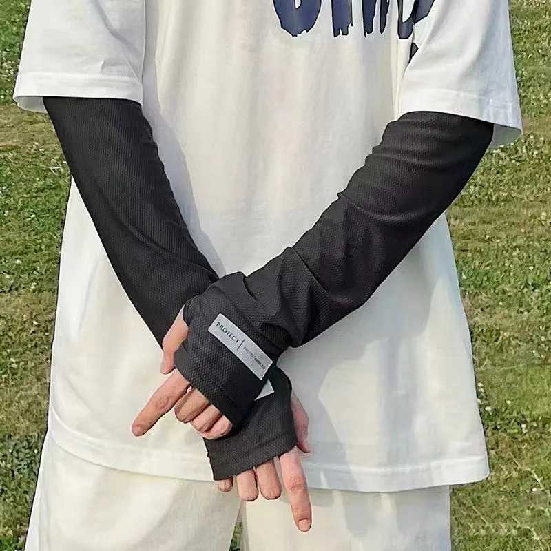 Large Size Ice Sleeves for Mens Sun Protection Japanese Summer Outdoor UV Protection Loose Arm Sleeves Driving Outdoor Gloves D260326