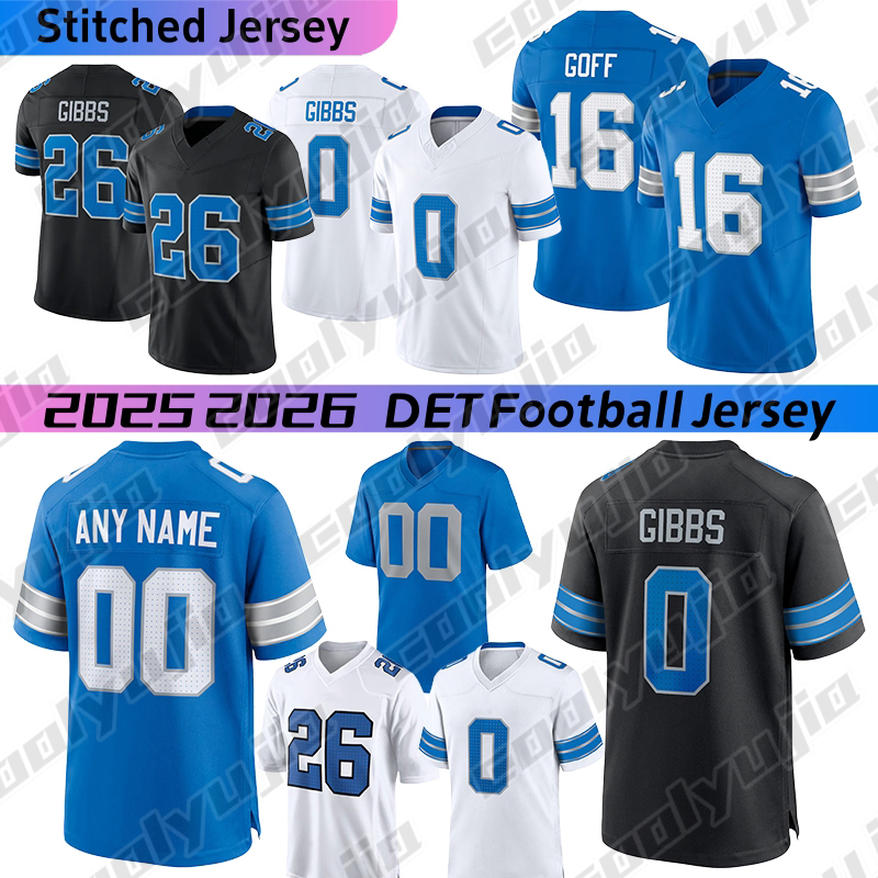 DetroitCity lions jersey TeSLAA 0 Gibbs Goff 14 St. Brown Hutchinsons Montgomery Williams LaPorta Sewell Decker Muhammad Campbell Anzalone Branch football jerseys