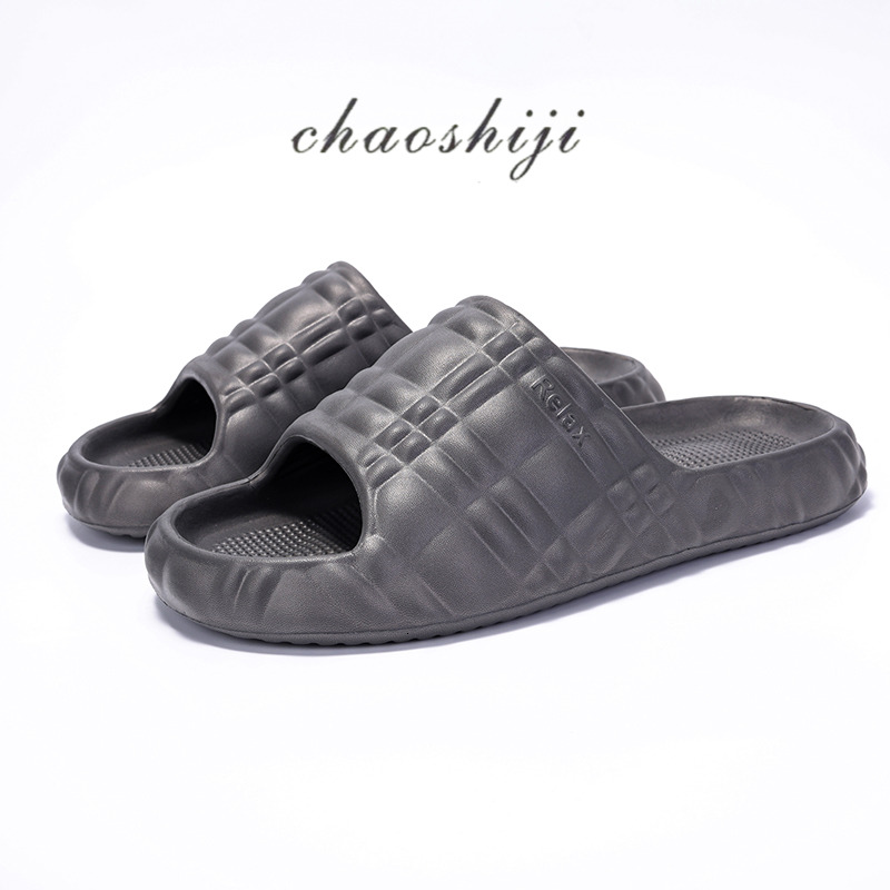 Slides Couple Ultra Light Trendy Fashion Gifts Plaid Pattern EVA Slippers Summer Outdoor Sandals Fashionable Non Slip Solid Slide 2502A - view 4