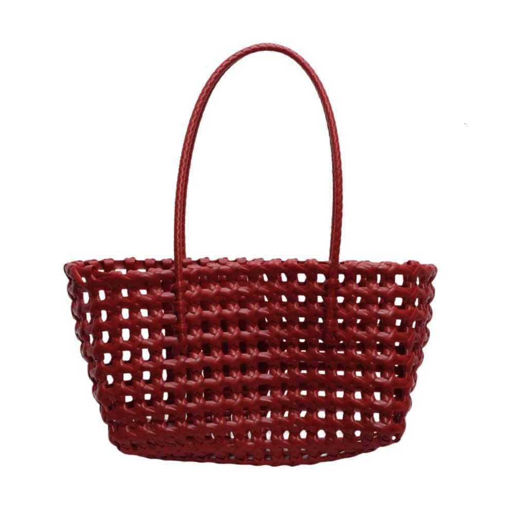 Plastic Hollow Weave Bag Countryside Style Large Capacity Beach Tote Bag Bohemian Style Bucket Bag Woman PVC Handbag Girls C260327