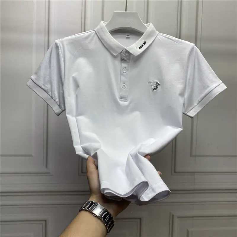 Mens Short Sleeved T -shirt Lapel Polo Shirt Tide Embroidery C260326