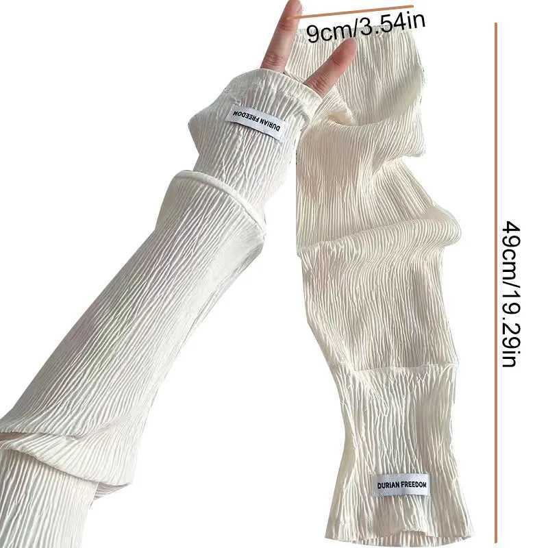 Fashionable Loose Thin Ice Silk Long Sleeves For Women Girls Summer Sunscreen Arm Protector Hand Sleeve Cycling Fingerless Glove D260326