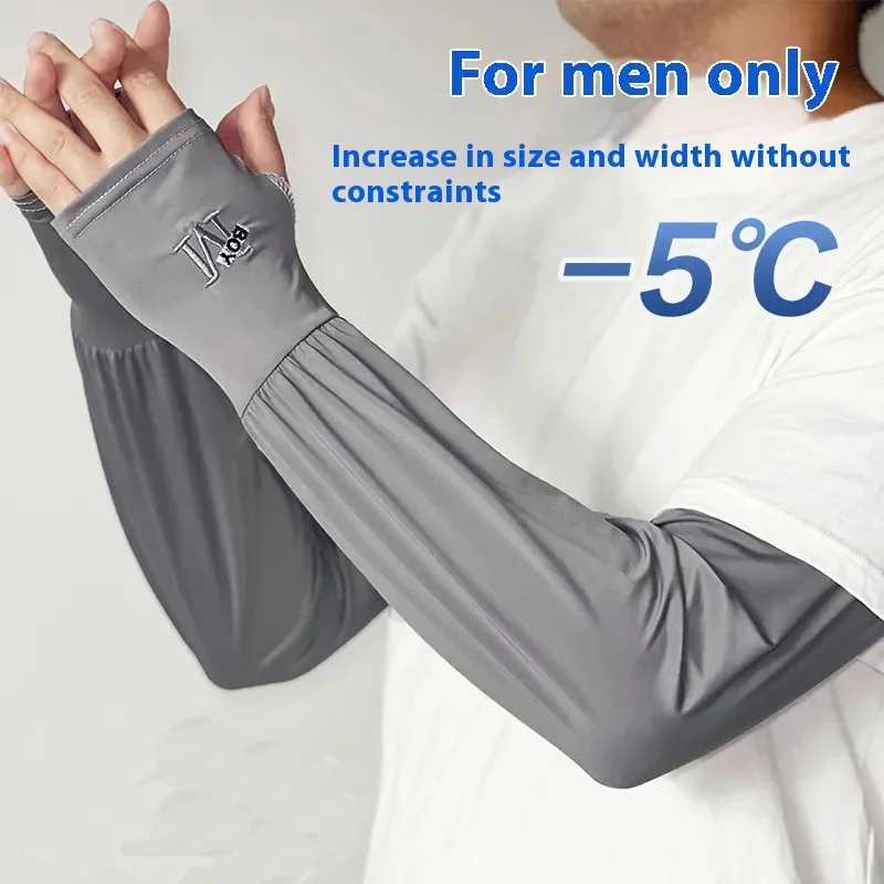 1/2PCS Mens Ice Silk Arm Sleeves UPF 50 Sun Protection Cool Breathable for Driving Cycling Summer Outdoor D260326