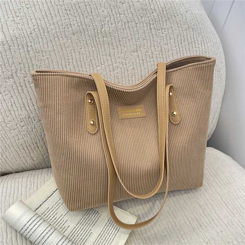 New Women Top Handle Bags Large Capacity Corduroy Shoulder Tote Bag for Work Comfortable and Versatile Texture Commuting Bag C260327