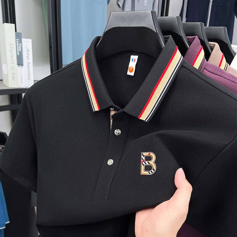 High Quality Stylish Summer Short Sleeve T Shirt Thin Middle Aged Dad's Business Casual Ice Silk Pullover Polo Shirt - view 4