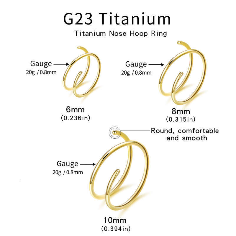 Best-Selling In Europe And America, G23 Titanium Double-Ring Spiral Ring, Easy-To-Wear Electroplated Nose Piercing Jewelry