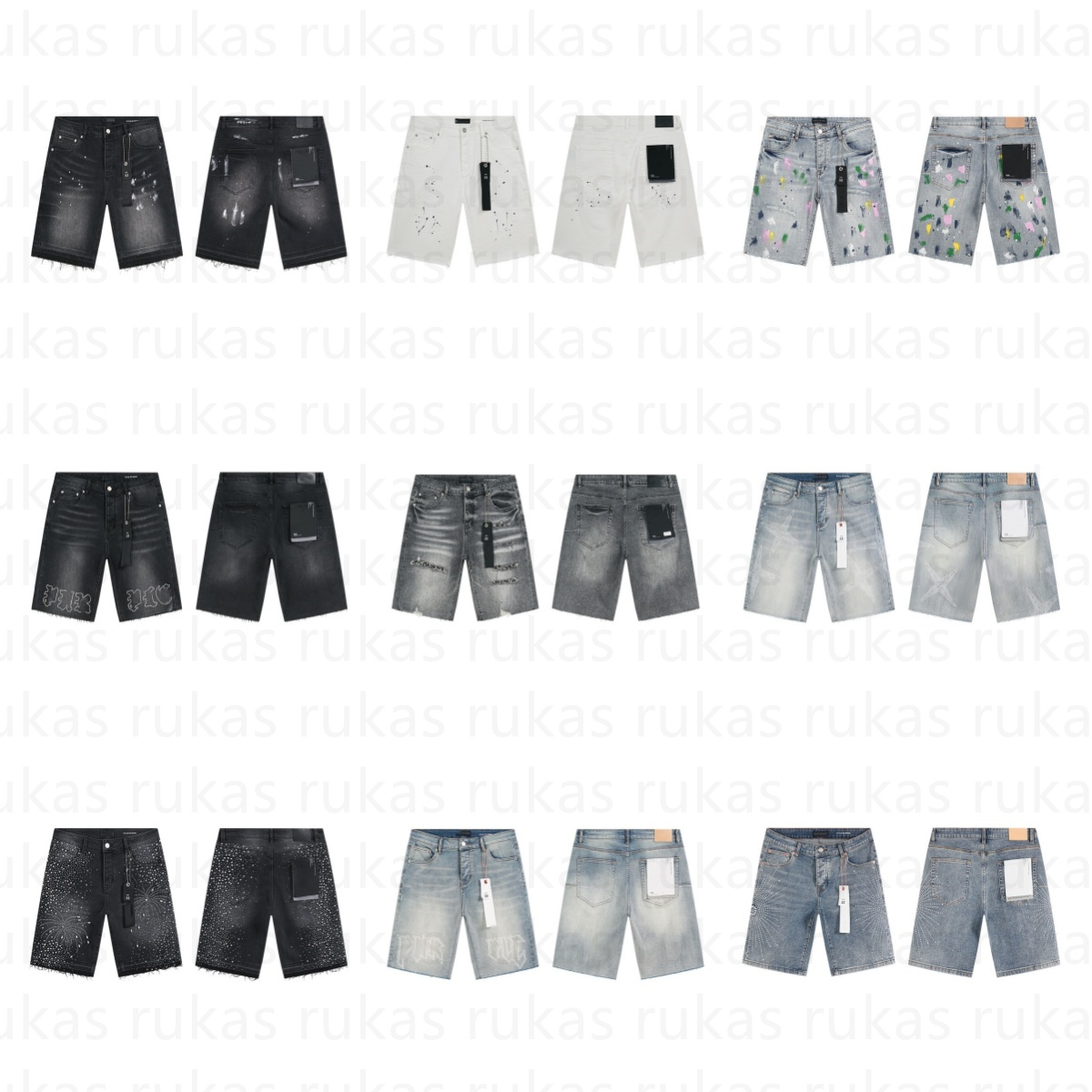 Men Jeans high quality American streetwear brand Jeans hip hop holes Designer printed casual straight slim fit denim pants men washed jeans pants slim short jeans