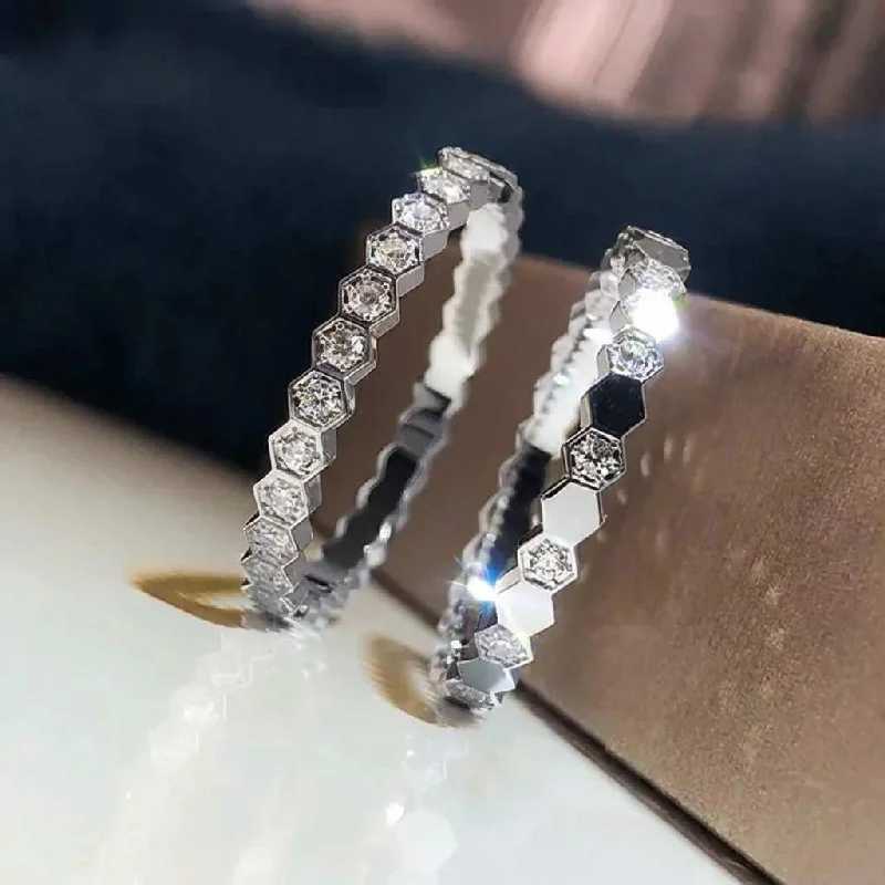 925 Sterling Silver Vintage Geometric Shape Zircon Rings For Women Gift Match Daily Party High Quality Fine Jewelry Accessories H260327