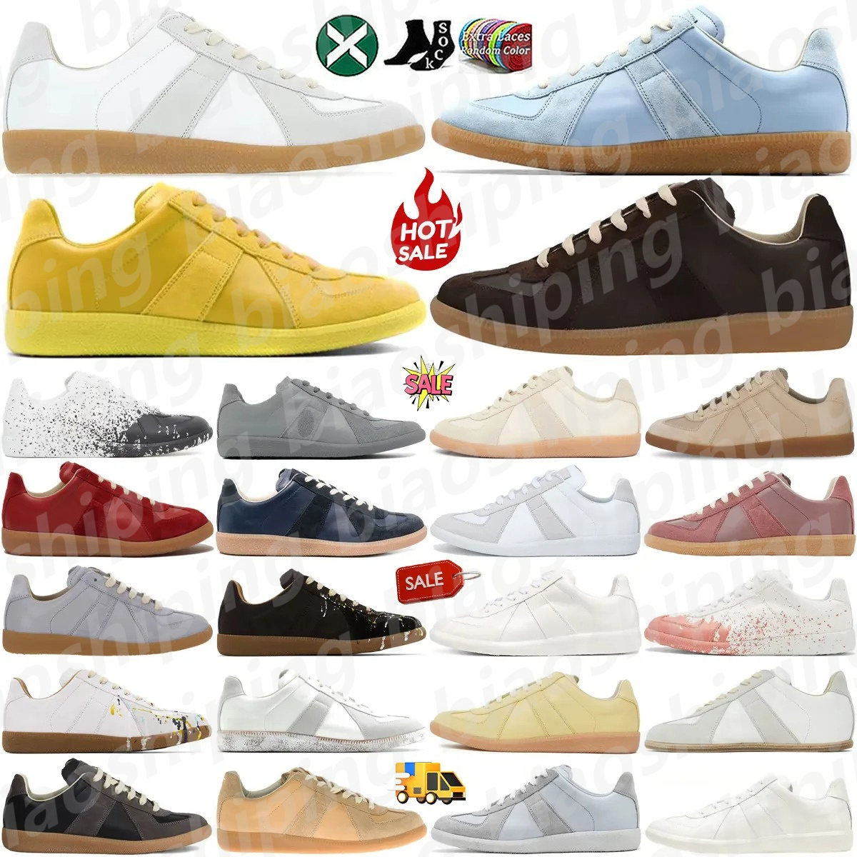 gats margela shoes mm6 designer sneakers women mens shoe German Army Trainer Vintage Yellow Black Reversed Dark Indigo White P j6oI#