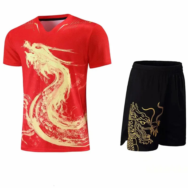 Men women CHINA Dragon Table Tennis Jerseys Shorts SetsMen kids badminton shirt ping pong clothes sports suits 260316