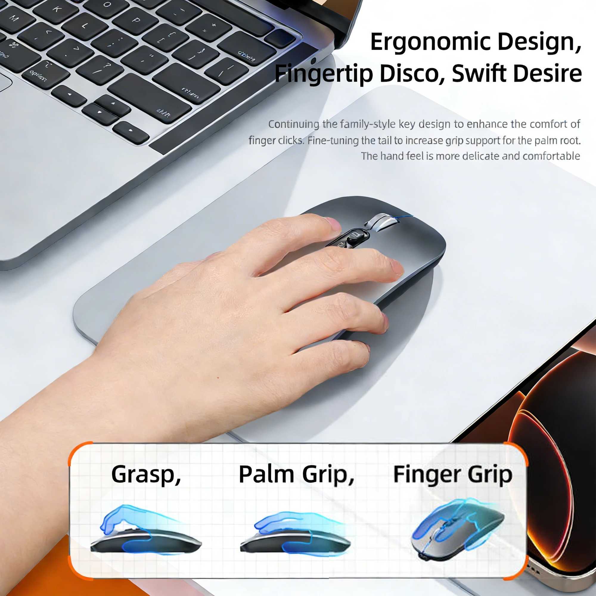 Dual Mode Bluetooth 24G Wireless Mouse One-Click Desktop Function Type-C Rechargeable Silent Mice for Laptop PC New D260327
