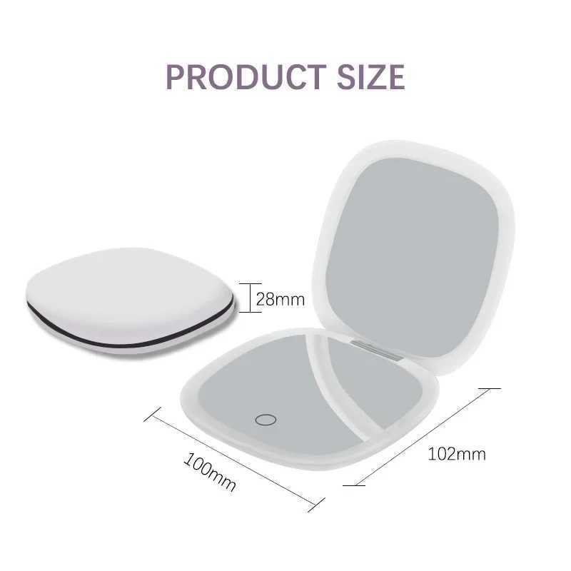 USB Rechargeable Folding Portable LED Makeup Mirror Touch Screen Dimming Handheld With 10X Magnifying Travel Cosmetic Mirrors H260327