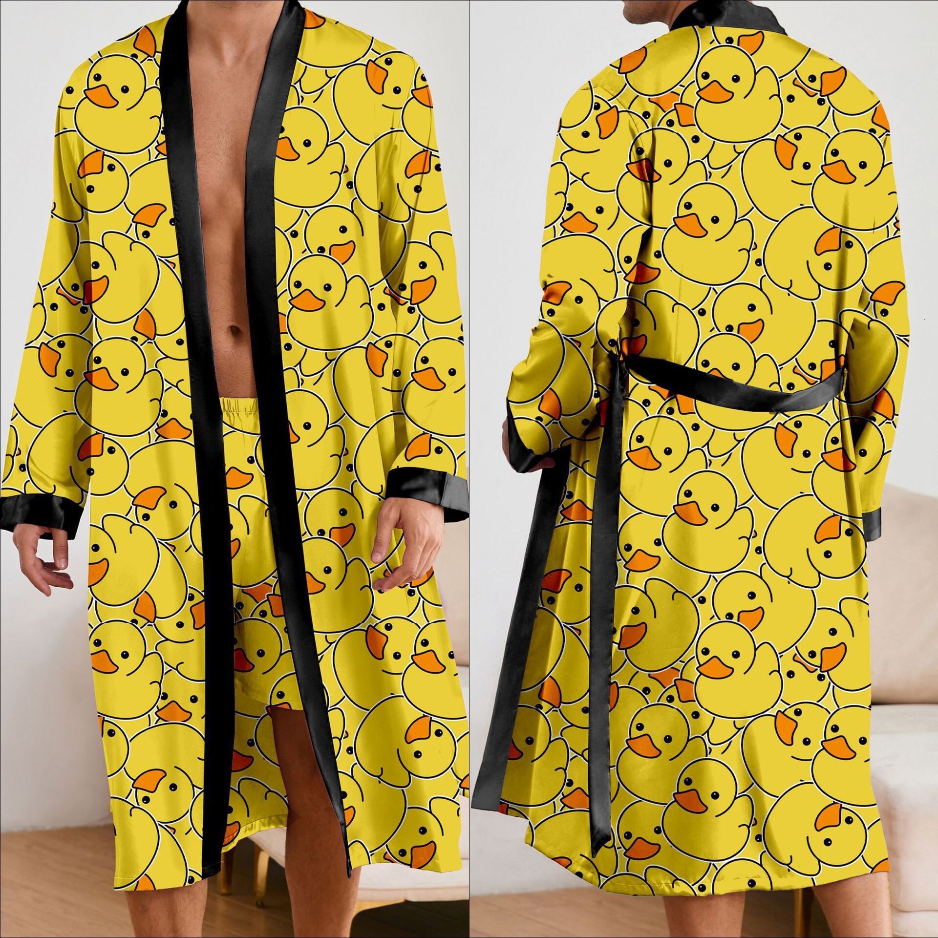 Bathrobe Men Designer Leopard Print Long Sleeve Pajama Set With Belt Home Wear Comfortable Breathable