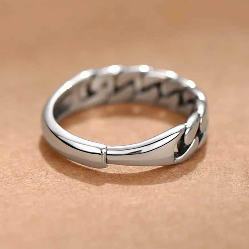 925 Sterling Silver Rings for Women Men Couple Minimalist Handmade Simple Retro Chain Ring Party Jewelry Gift Prevent Allergy H260327