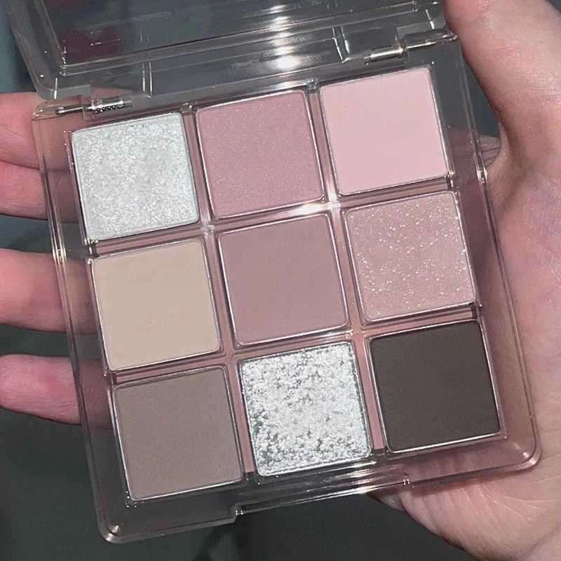 9 Color Dark Punk Smoky Eyeshadow Palette Grey Pink Pearl Matte Eye Shadow Brightening Lying Silkworm Shimmer Earth Color Makeup H260327