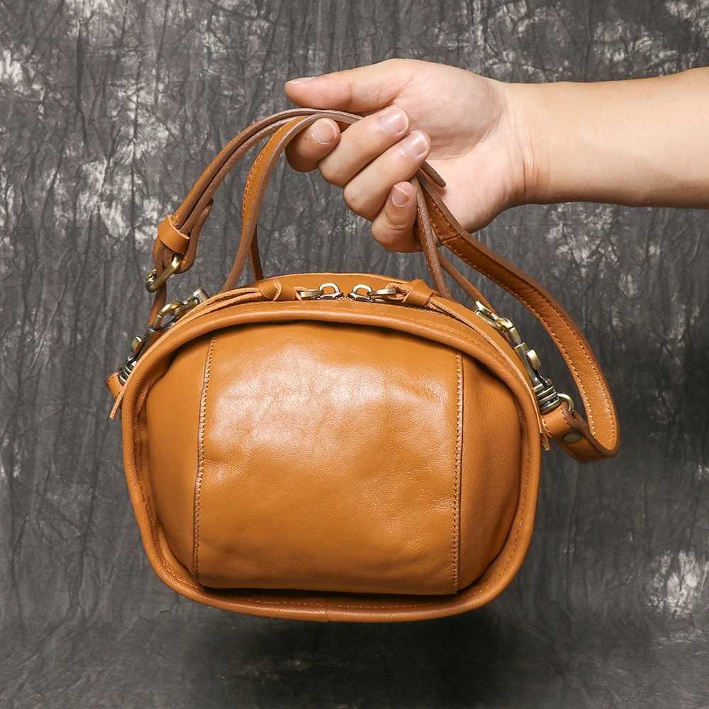 LUOKIR Genuine Leather Womens Crossbody Bag Top Layer Cowhide Exquisite Handbag Daily Travel Mobile Phone Bag Bowling bag C260327