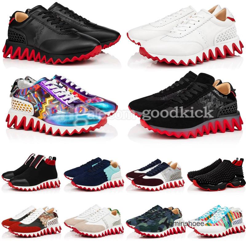 designer shark platform casual shoe loafers fashion lace up low cut leather men wome christian loboutin louboutinr loubiton louboutins red bottomshoes bottom VYPO