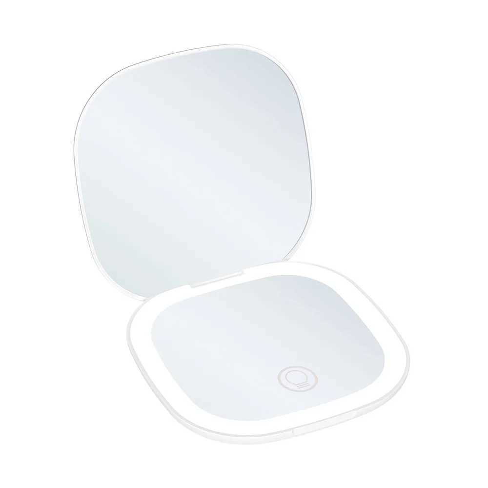 Mini Compact Foldable Pocket Hand Led Makeup Mirror With Led Light 5x/10x Magnification Rechargeable And Small H260327