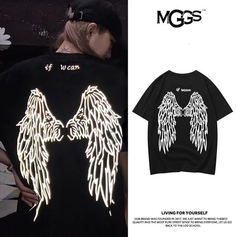 Dark Department reflective wings short sleeve mens T-shirt brand ins loose lovers dark clothes summer 240807
