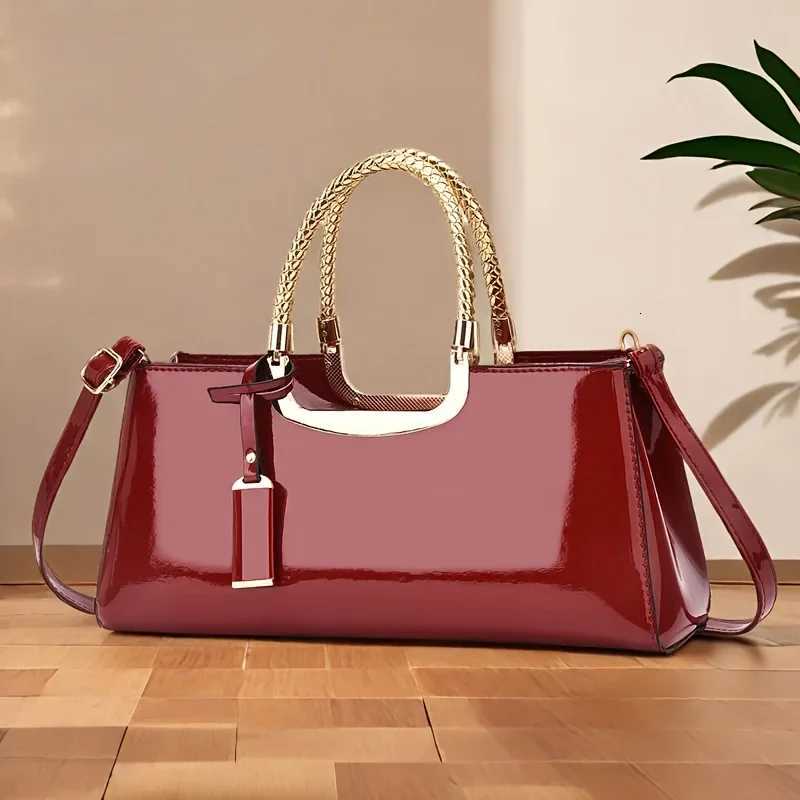 Womens Glossy PU Leather Shoulder Handbag Wedding Clutch Bridal Party Evening Bag C260327