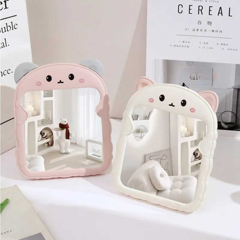 Cat Ear Mirror Makeup Mirror Folding Plastic Cute Single-sided Mirror Dormitory Makeup Mirror Desktop Mirror H260327