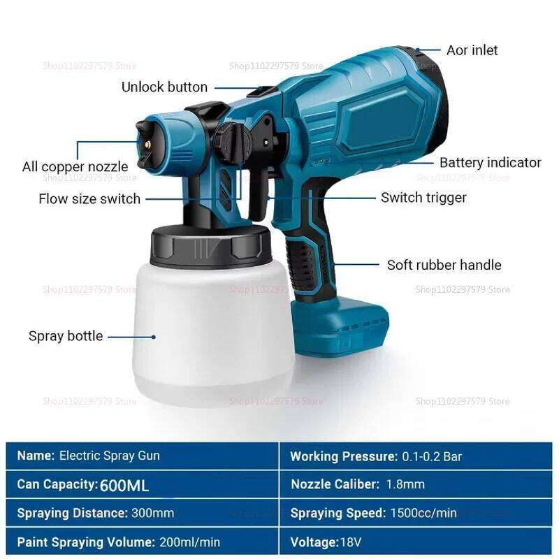 Cordless Paint Sprayer with 18V for Fences Furniture Cabinets Walls No Battery Included Home Painting Renovation Tools
