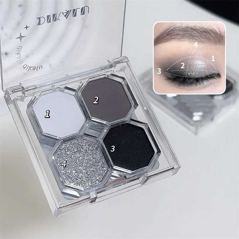 Black Light Star 4-color Eye Shadow Plate Smoky Makeup Dark Black Dark Cement Plate Cross-border Brightening Makeup Cosmetics H260327
