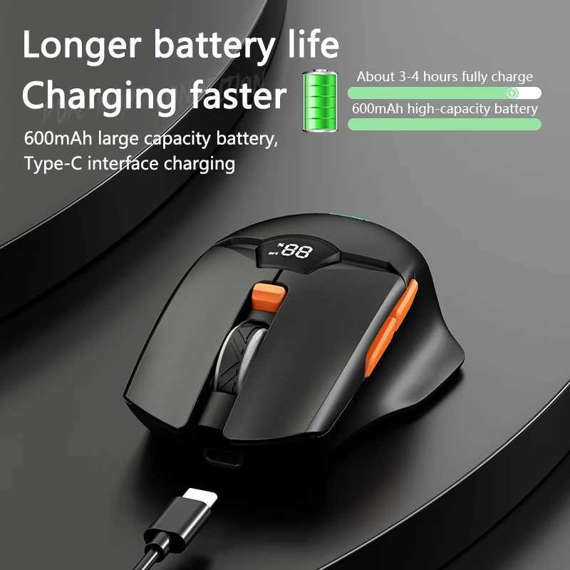 Warvank SX01 Wireless Gaming Mouse Smart Screen Display 6-speed DPI Adjustment 600mAh Rechargeable Silent Office Bluetooth Mouse D260327