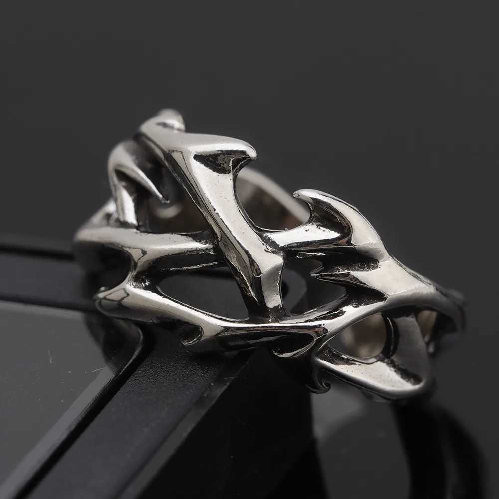 Creative Retro Irregularity Thorns Stainless Steel Opening Rings Gothic Punk Finger Ring for Men Women Personality Jewelry Gifts H260327