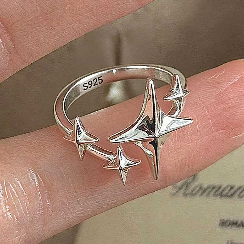 BF CLUB 925 Sterling Rings for Women Simple Geometric Handmade Irregular Retro Vintage Stars Ring Allergy For Birthday Gift H260327