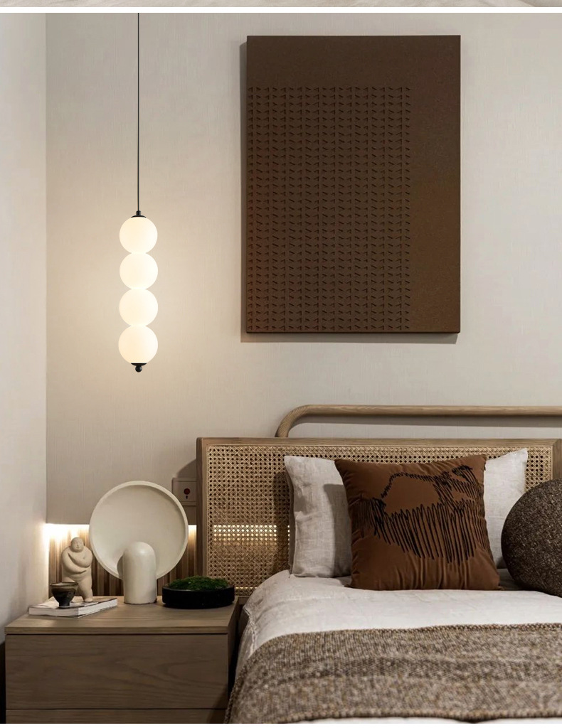 Modern Frosted Ball String Pendant Light Minimalist Bedside Suspension Lamp for Bedroom Bar Restaurant