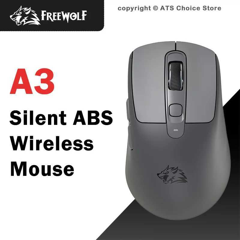 FREEWOLF A3 Wireless Silent Mouse Bluetooth Dual Mode 4000DPI 5-Level DPI Type-C Charging Ergonomic ABS Skin Gaming Office D260327