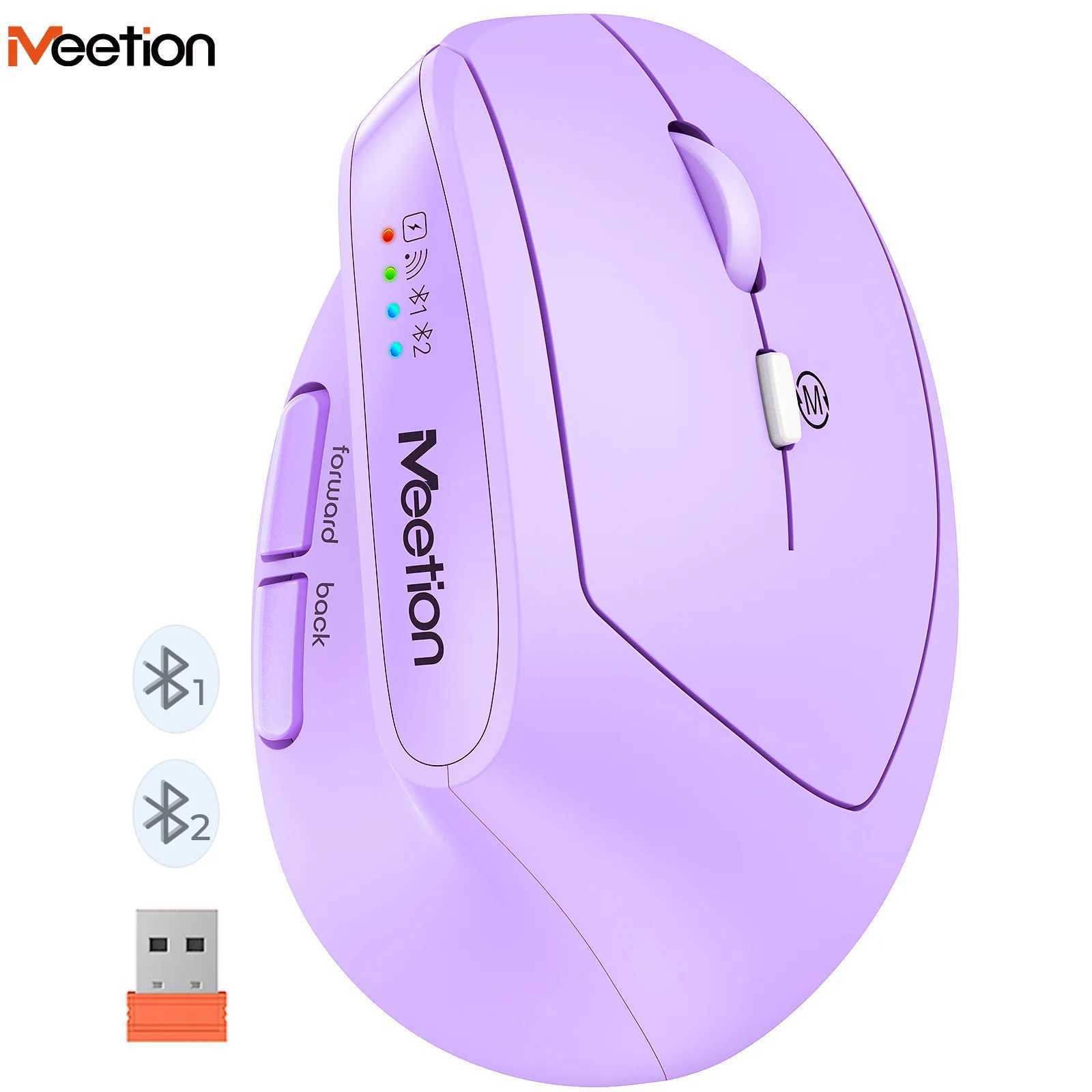 Meetion Mishen Right-Handed Ergonomic Vertical Wireless Mouse Black Light Version Rechargeable Btm008 DPI 2400 Bluetooth D260327