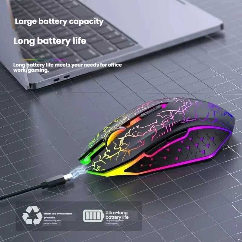Sunny M8 Charging Mute Bluetooth Dual-Mode Wireless Mouse T-PC Charging Colorful Crack Luminous Game Mouse D260327