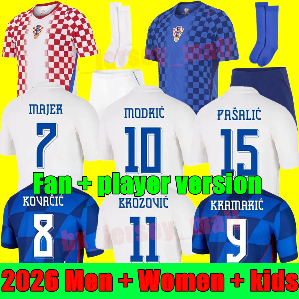 2026 World Cup Croatia Soccer Jersey Croatie National Team 26 27 Football Shirt Kids Kit Set Women Men Uniform MODRIC KOVACIC PASALIC PERISIC Fans player version
