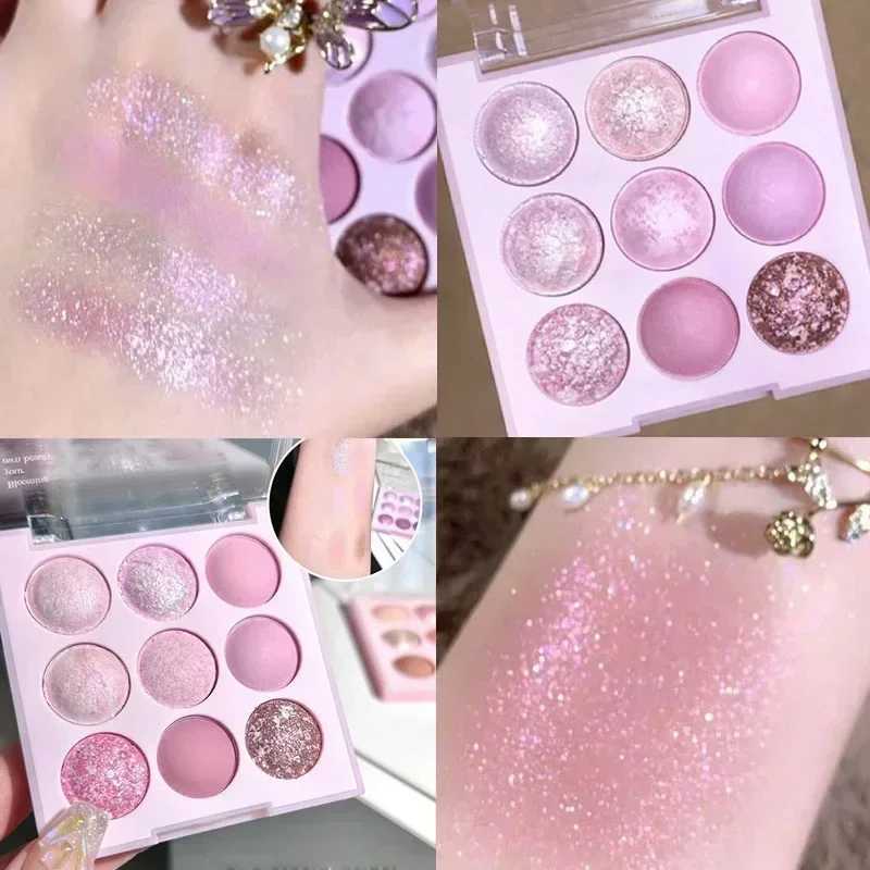 Ice-cream 9 Colors Glitter Eyeshadow Palette Rose Pink Pearly Eye Shadow Matte Earth Color Pigments Korean Charming Eyes Makeup H260327