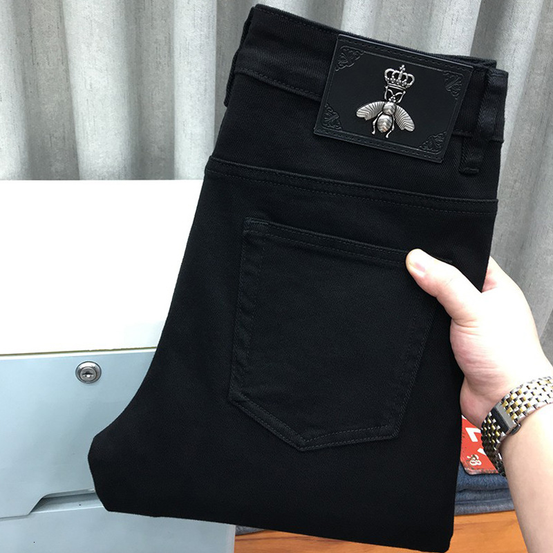 Luxury Brand Designer Clothes Autumn High-End Black Jeans For Men Trendy Stretch Slim Fit Casual Long Pants Spring And Autumn Loose Straight Pants