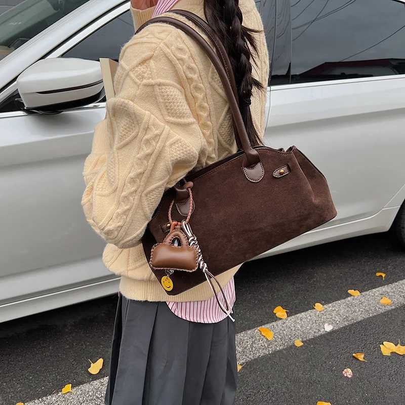 MOODS French Style Underarm Shoulder Bags For Women PU Suede Pure Color Top-handle Bag 2025 Autumn New Luxury Designer Handbags C260327