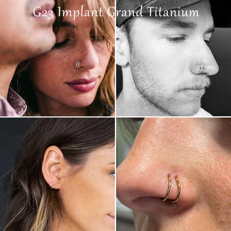 Best-Selling In Europe And America, G23 Titanium Double-Ring Spiral Ring, Easy-To-Wear Electroplated Nose Piercing Jewelry