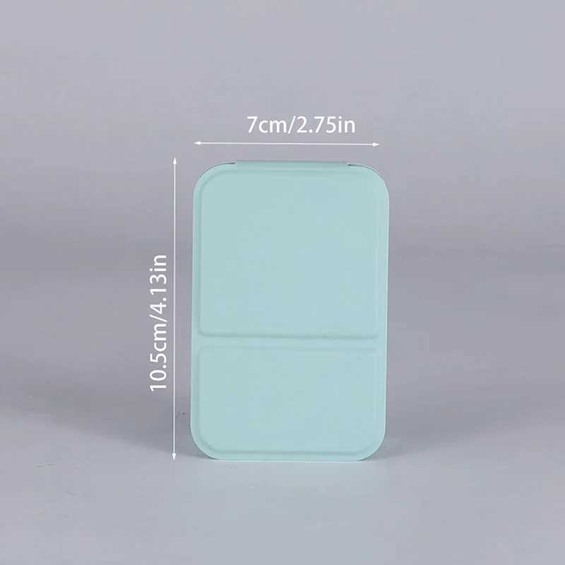 Desktop Mini Foldable Makeup Mirror Solid Color PU Leather Simple Portable Wear-resistant Student Compact Handheld Makeup Mir H260327