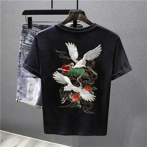 National Trend Short-sleeved T-shirt Men 2025 New Embroidered T-shirt Summer Casual Top C260326