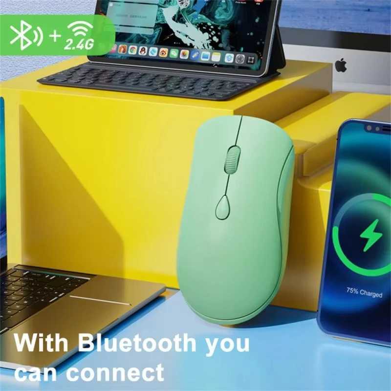 Wireless Mouse Silent Rechargeable Bluetooth 24ghz Dual-mode Optical Ergonomic Bluetooth Mouse For Laptop Pc Ipad Mice New D260327