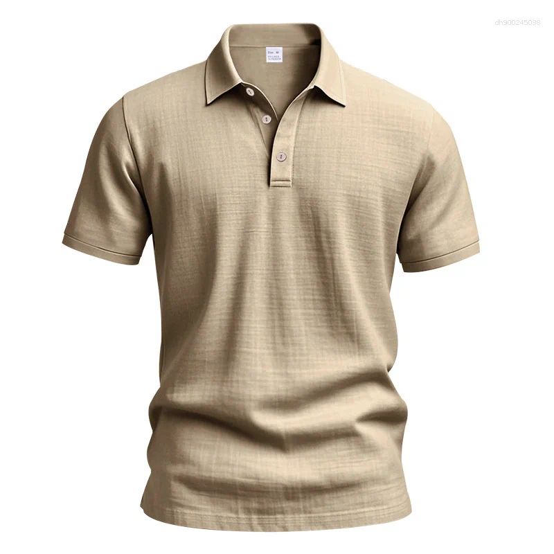 Men's Polos Daily Casual Short Sleeve Linen Polo Shirt Mens Fashion Buttoned Turn-down Collar Tops Men Spring Summer Breathable