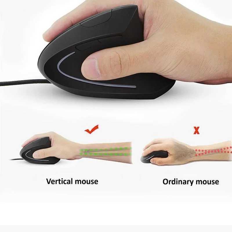 Wired Right Hand Vertical RGB Mouse Ergonomic Gaming Mouse 3200DPI USB Optical Wrist Healthy Mause for PC Computer D260327